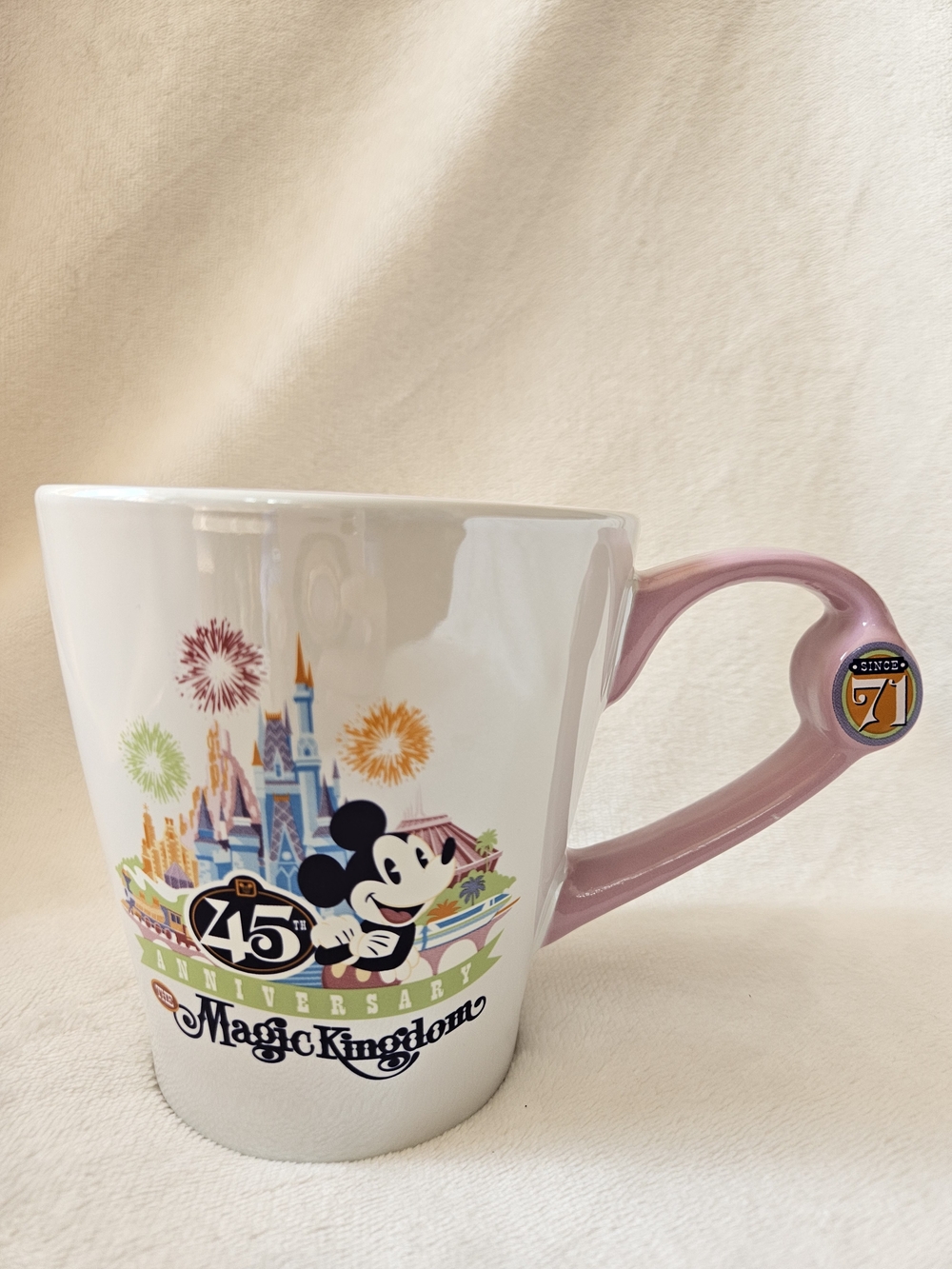 Disney Magic Kingdom 45th Anniversary Mickey Mouse Ceramic Coffee Mug Retired
